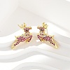 Horse Brass Micro Pave Cubic Zirconia Stud Earrings EJEW-M077-13G-5