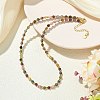 Faceted Round Natural Multicolor Tourmaline & Brass Beaded Necklaces NJEW-JN06614-1