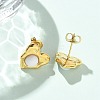 Natural White Jade & Ion Plating(IP) 304 Stainless Steel Heart Stud Earrings EJEW-A118-04G-04-3
