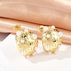 Oval Brass Stud Earrings KK-U058-65G-1