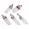 Electroplate Natural Quartz Pendants G-S334-074-2