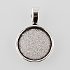 Tibetan Style Alloy Flat Round Pendant Cabochon Settings X-TIBEP-M022-16AS-1