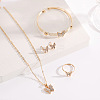 Alloy Crystal Rhinestone Pendant Necklace & Stud Earring & Ring & Cuff Bangle Sets FS-WG56C82-01-1
