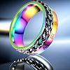 Roman Numerals Stainless Steel Curb Chain Finger Rings WG37698-02-1