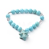 Synthetic Turquoise Stretch Charm Bracelets BJEW-JB04692-03-1