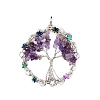 Metal Wired Natural Amethyst Pendants PW-WG833F6-09-1