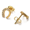 PVD Vacuum Plating 304 Stainless Steel Stud Earrings with Rhinestone for Women STAS-D087-21G-2