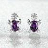 Tortoise Zinc Alloy Cubic Zirconia Stud Earrings WG8EE25-04-1
