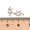 Brass Pave Clear Cubic Zirconia Flat Round Connector Charms KK-H538-21B-P-3