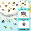 20Pcs 4 Colors Brass Pave Cubic Zirconia Flat Round Connector Charms KK-YW0004-68-3