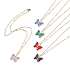 5Pcs 5 Color Glass Butterfly Pendant Necklaces Set with 304 Stainless Steel Satellite Chains for Women NJEW-JN04146-1