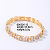 Brass Rhinestone 3-Strand Rectangle Link Bracelets for Women XO6953-8-1