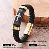 Vintage 304 Stainless Steel Cross Black Braided PU Leather Cord Bracelets for Men RX6261-6-1