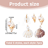 35Pcs 5 Styles Natural Mixed Shell Copper Wire Wrapped Pendants PALLOY-HS00027-2