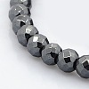 Faceted Round Non-magnetic Synthetic Hematite Beads Strands G-P061-60-6mm-1