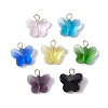 7Pcs Glass Butterfly Pendants PALLOY-JF03138-02-1