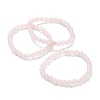Natural Rose Quartz Beaded Stretch Bracelets BJEW-A117-B-11-4