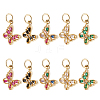 SUPERFINDINGS 10Pcs 5 Colors  Brass Cubic Zirconia Charms KK-FH0003-25-1