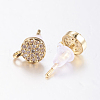 Brass Micro Pave Cubic Zirconia Stud Earring Findings ZIRC-E132-11B-G-2