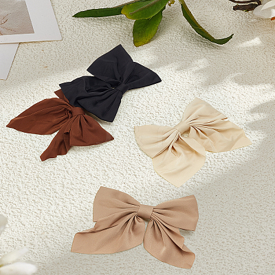 4Pcs 4 Colors Bowknot Polyester Alligator Hair Clips PHAR-LP0002-39-1