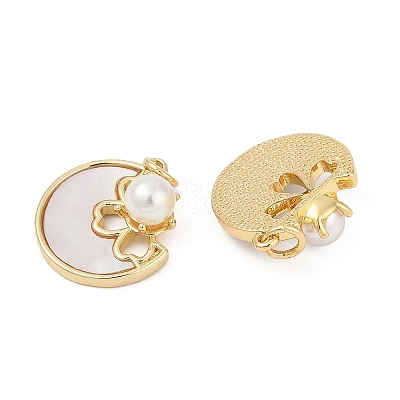 Brass Pave Natural Shell Pendants KK-U058-05G-1