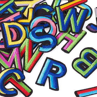 26Pcs Letter A~Z Two Tone Computerized Embroidery Cloth Iron on/Sew on Patches PATC-TA0001-47-1