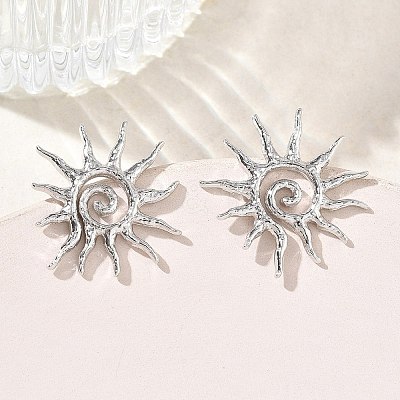 Sun Brass Stud Earrings for Women EJEW-A167-08P-1