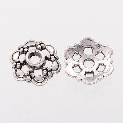 6-Petal Filigree Flower Tibetan Silver Fancy Bead Caps AA0502-NF-1