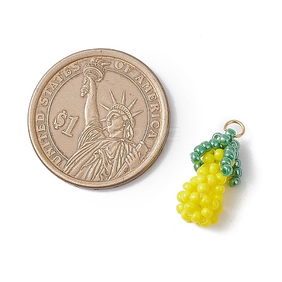 Glass Seed Beaded 3D Eggplant Pendants PALLOY-MZ00942-02-1