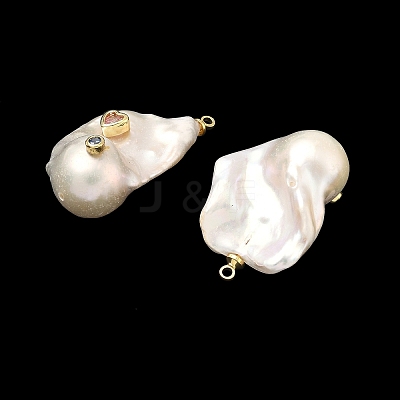 Brass & Pearl Micro Pave Cubic Zirconia Pendants KK-H259-13D-G01-1