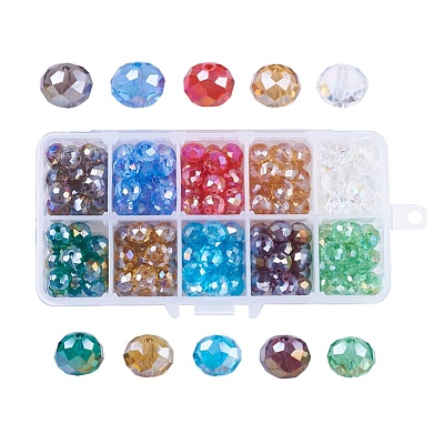 10 Colors Electroplate Glass Beads Strands EGLA-JP0001-02-10x7mm-1