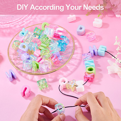 100Pcs 2 Styles UV Plating Rainbow Iridescent Acrylic Beads OACR-TA0004-59-1