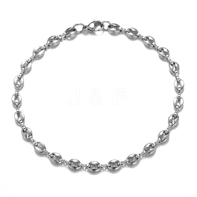 304 Stainless Steel Coffee Bean Chain Bracelets for Men Women FS-WG2046E-03-1