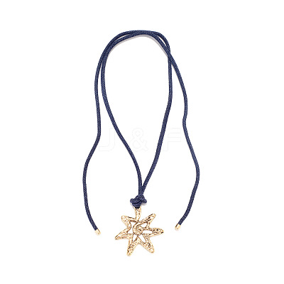 Alloy Flower Pendant Adjustable Nylon Cord Tie Knot Necklaces for Women WG58F26-01-1