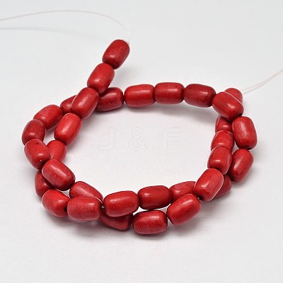 Dyed Barrel Synthetic Turquoise Beads Strands G-M142-06-1