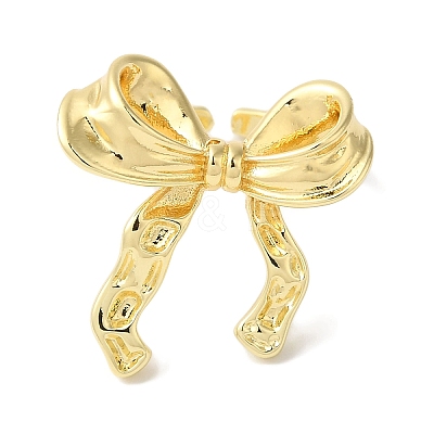 Bowknot Brass Open Cuff Rings for Women LS-RJEW-C098-28G-1