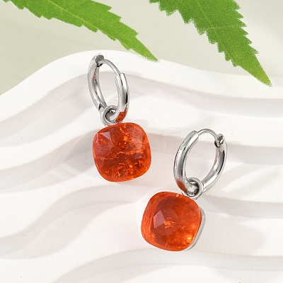 304 Stainless Steel Glass Hoop Earrings EJEW-Z089-30P-1