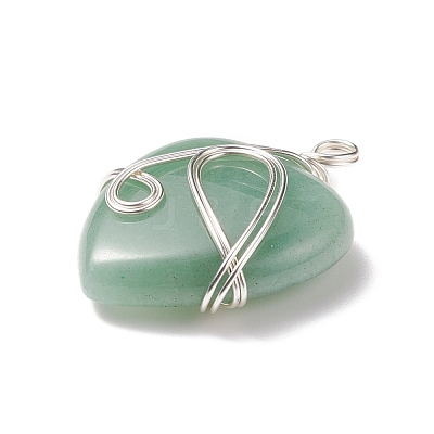 Natural Green Aventurine Pendants PALLOY-JF01663-02-1