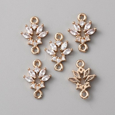 Brass Crystal Rhinestone Connector Charms LS-KK-WH0044-97-1