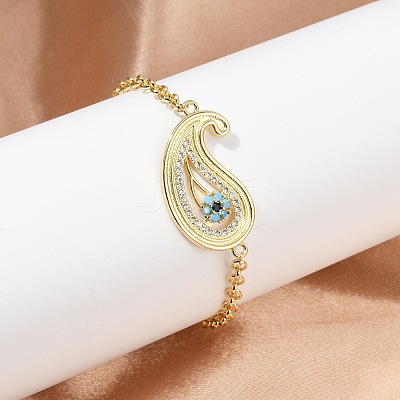 Brass Micro Pave Cubic Zirconia Link Bracelets BJEW-H202-03G-1