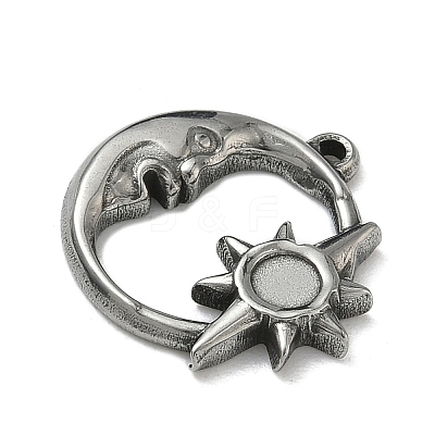 304 Stainless Steel Pendant Cabochon Settings STAS-P422-14P-1