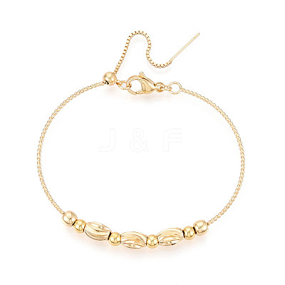 Adjustable Brass Beaded Slider Bracelets for Women BJEW-T022-23G-1