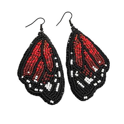 Bohemian Style Green Butterfly Wing Glass Bead Handmade Dangle Earrings TT3969-1