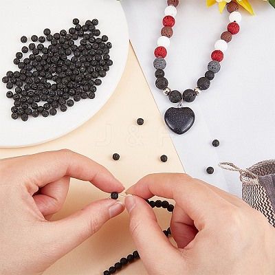 Natural Lava Rock Gemstone Round Bead Strands G-R285-4mm-06-1