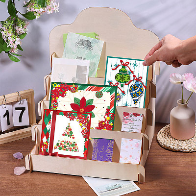 4-Tier Wood Display Riser Stands for Greeting Cards ODIS-GL0001-10-1
