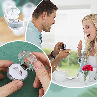 50Pcs Octagonal Transparent Plastic Ring Boxes OBOX-DC0001-02A-1