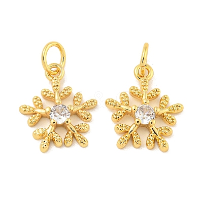Rack Plating Brass Micro Pave Clear Cubic Zirconia Pendants KK-B093-04B-G-1