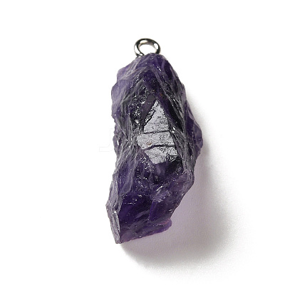 Raw Rough Natural Amethyst Pendants G-A028-01E-1