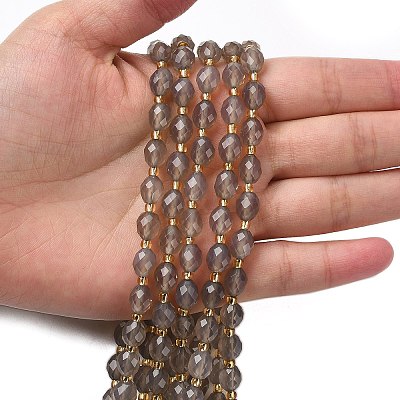 Natural Gray Agate Beads Strands G-F809-A31-01-1