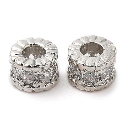 Rack Plating Brass Micro Pave Cubic Zirconia Beads KK-A186-03A-P-1
